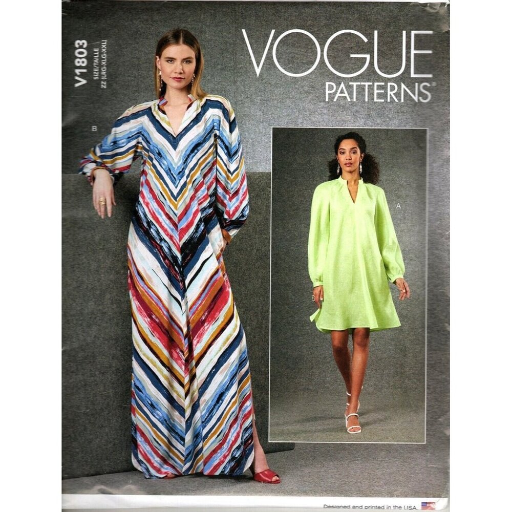 Vogue V1803 Misses L to XXL Loose Fitting Bias Cut Dress UNCUT Sewing Pattern